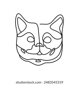 Cat continuous line art style
