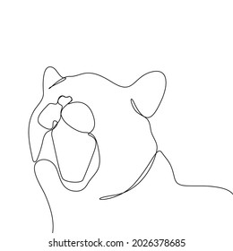 cat in continuous line drawing pattern simple black line sketch
