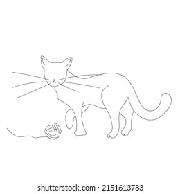 Cat Continuous Line Drawing. Cat Silhouette Abstract Modern Contour Drawing. Continuous One Single Line Drawing Pet Portrait. Raster copy