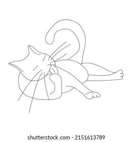 Cat Continuous Line Drawing. Cat Silhouette Abstract Modern Contour Drawing. Continuous One Single Line Drawing Pet Portrait. Raster copy