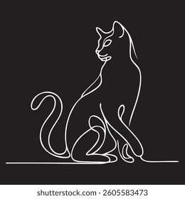 Cat continuous line drawing. Drawing style chalk.
