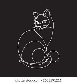 Cat continuous line drawing. Drawing style chalk.

