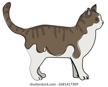 Cat in continuous line drawing style