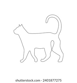 Cat continuous one line art outline Vector illustration simple animal drawing