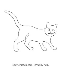 Cat continuous one line art outline Vector illustration simple animal drawing