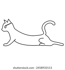 Cat continuous one line drawing outline vector illustration
