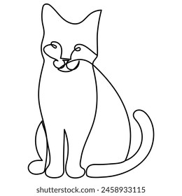 Ilustración vectorial de contorno de dibujo continuo de una línea Cat
