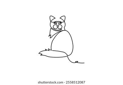 Cat in continuous one line drawing. Abstract and minimalist cat icon, Continuous one simple single abstract line drawing of cat icon in silhouette on a white background vector illustration.