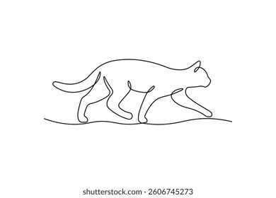 Cat continuous one line drawing on a white isolated background. Vector illustration	
