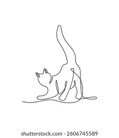 Cat continuous one line drawing on a white isolated background. Vector illustration