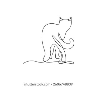 Cat continuous one line drawing on a white isolated background. Vector illustration