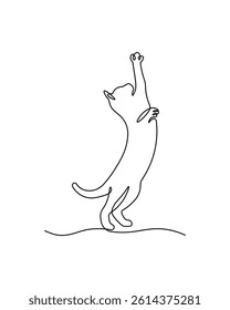 Cat continuous one line drawing on a white isolated background. Vector illustration