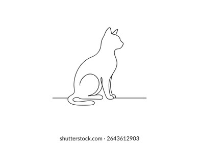 Cat continuous one line drawing minimalism design