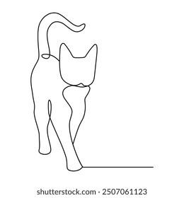 Katze durchgehende einzeilige stilvolle Vektorskizze Kunst