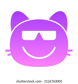 cat cool Glyph Gradient icon design