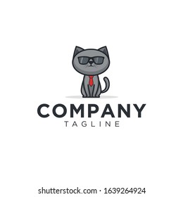 cat cool logo cartoon vector
