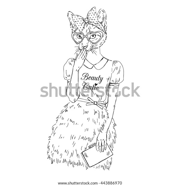 Cat Coquette Girl Furry Art Illustration Stock Vector (Royalty Free ...