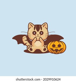 cat cosplay as devil in halloween
