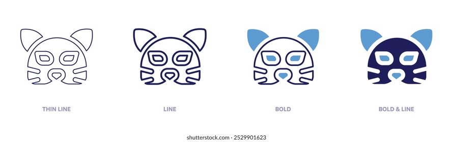 Cat costume icon in 4 different styles. Thin Line, Line, Bold, and Bold Line. Duotone style. Editable stroke.