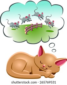 A cat counting the sheep to fall asleep