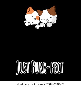 cat couple adorable pet mitten feline cute novelty rolled art vector design illustration print poster