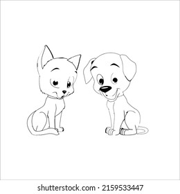 Cat couple coloring page for kids