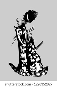 cat couple under the moon