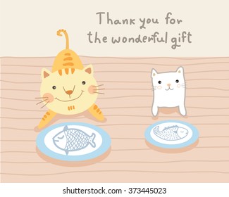 cat couple and wonderful gift vector illustration