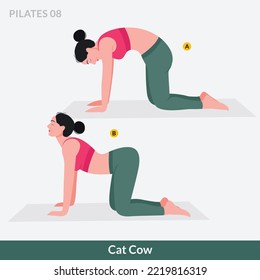 Cat Cow exercise, Woman workout fitness, pilates exercise