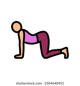 cat cow pose marjaryasana bitilasana yoga color icon vector. cat cow pose marjaryasana bitilasana yoga sign. isolated symbol illustration