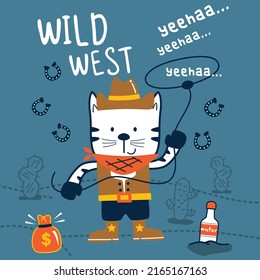 cat the cowboy funny animal cartoon