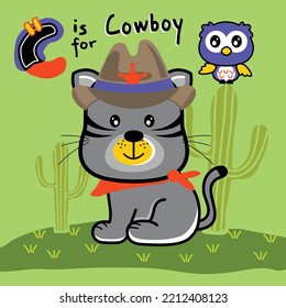 cat the cowboy funny animal cartoon