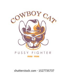 Cat with cowboy hat vector illustration