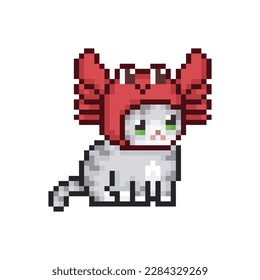 Gato con sombrero de cangrejo, arte en píxeles