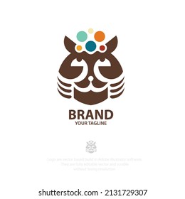 Cat Creative logo with style abstract suitable for many creative business orientation