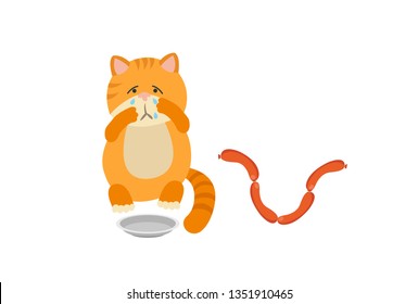 Cat cries in the corridor. 
Sausages do not give to steal