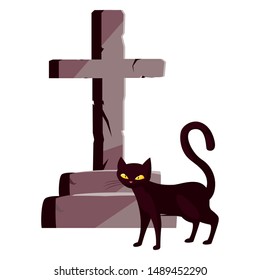 cat cross happy halloween celebration design