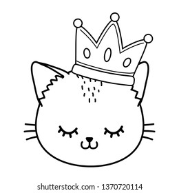 cat with crown black and white