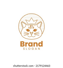 Cat and crown line minimalist logo