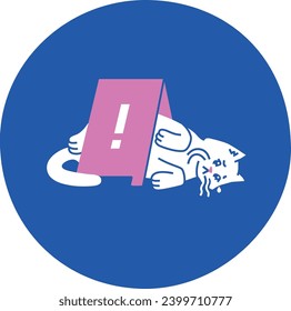Gato llorando en la ilustración plana del signo de atención para páginas de error o marcadores de posición