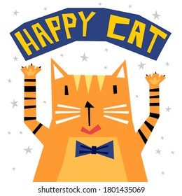 Cat cubism geometry abstrac color balance contras are conveying a feeling of pleasure.