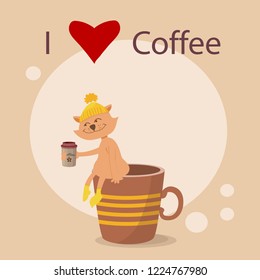 cat with a cup of coffee