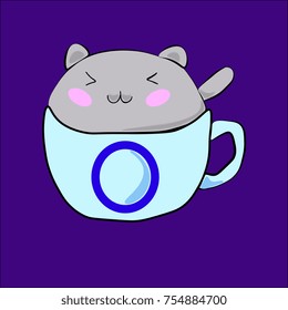 cat in the cup with emotions