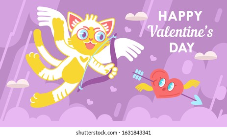 Cat Cupid Postcard Love Declaration