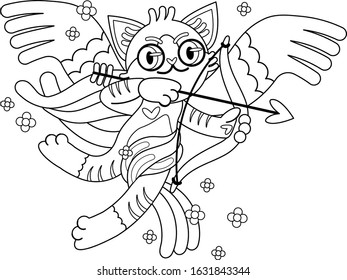 Cat Cupid Postcard Love Declaration