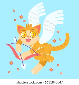 Cat Cupid Postcard Love Declaration