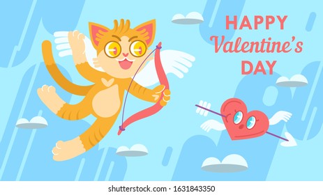 Cat Cupid Postcard Love Declaration