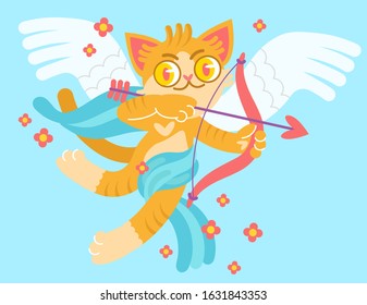 Cat Cupid Postcard Love Declaration