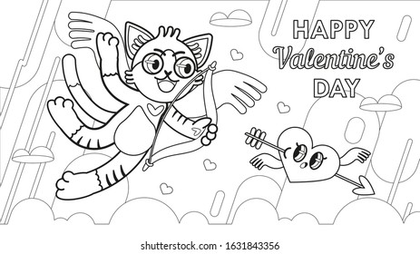 Cat Cupid Postcard Love Declaration