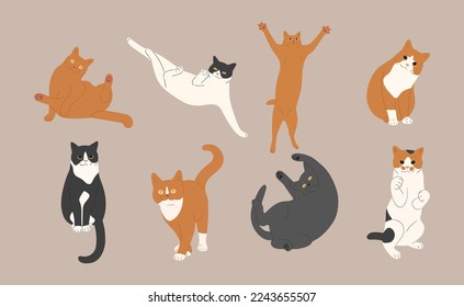 cat cute 14 on a white background, vector illustration.